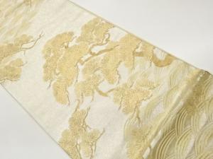 引箔松に波模様織出し袋帯